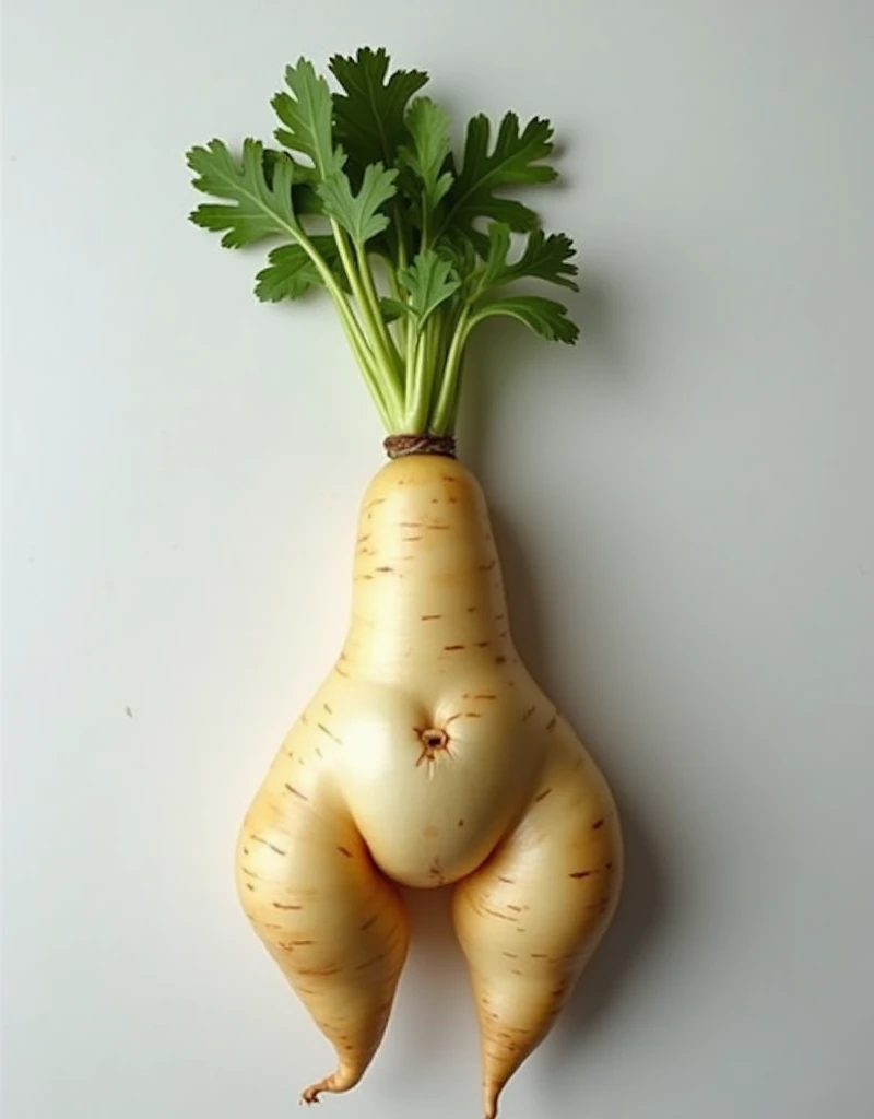 Funny Images, Interesting shaped vegetables, Radish with an interesting shape, A radish that looks like the lower half of a human body, A radish shaped like the lower half of a human body, Sexy radish.