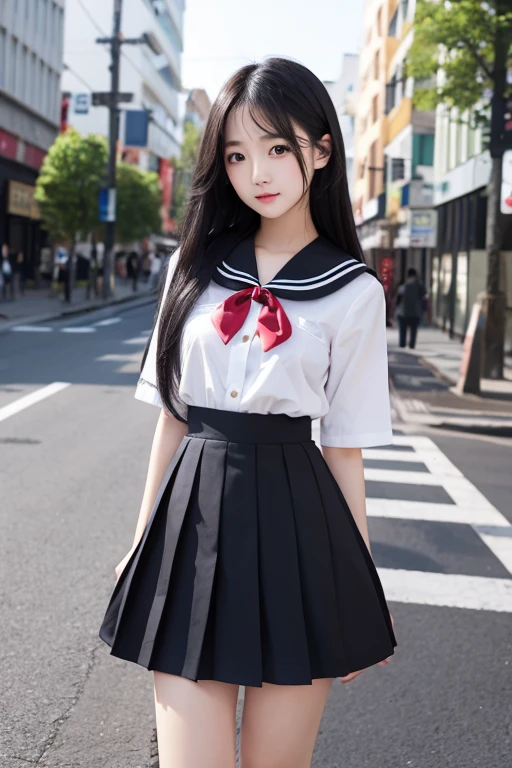1girl in , 12 old, Desperate face, Blue eyes, masutepiece, Best Quality, Detailed, Lori, Girly running,
a junior high school student, Sailor School Uniform, Lori, tits out, On the way to school, (slender:1),　Ajar mouth
Japanese, small brest, Vulgarity,