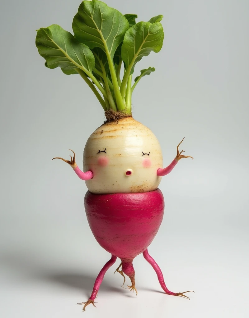 Funny images, funny shaped radishes, Radish with an interesting shape, a radish that looks like the lower half of a human male's body, a radish that looks like it has legs like the lower half of a human body, a radish that is split in two halfway through, a radish that has a protrusion.