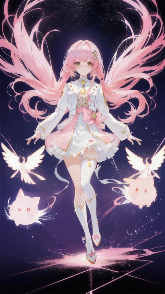 Long pink hair、Anime girl holding a white rabbit, Cute anime girl in a beautiful skirt, Anime art wallpaper 8 K, Anime Wallpaper, Anime style 4K, Anime Art Wallpaper 4K, Anime Art Wallpaper 4K, Beautiful anime style, Beautiful anime girl, Long hair anime girl, Very beautiful anime cat girl, Cute anime girl, Anime Wallpaper4k