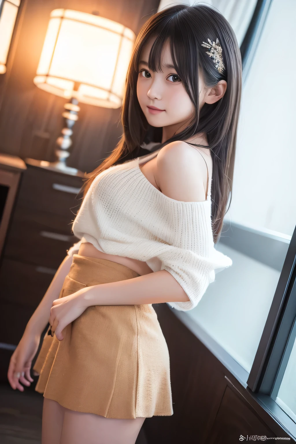 Black top and schoolgirl skirt