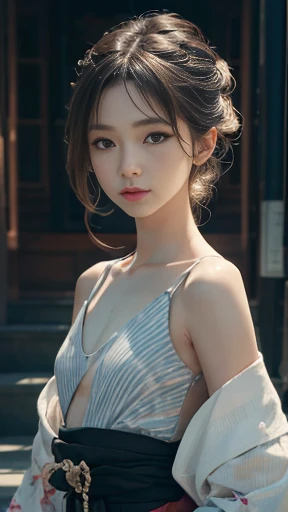 masterpiece、highest quality、cinema、(Details of both eyes)、(cute japanese woman、bangs:1.3)、23 years old、1 girl、elegant、black hair、(auraroid photo:1.2)、night、(look away:1.9)