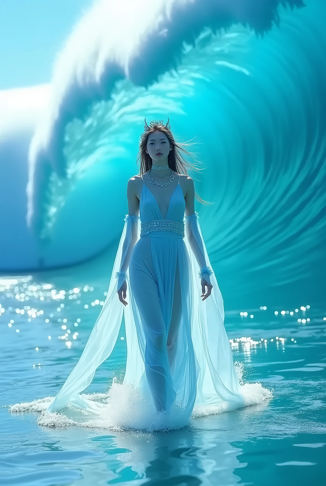 Masterwork Painting, Magnum Opus,
a water woman with blue hair and a blue shirt, <lora:slimes_realistic-1:0.5> seagreen, goopy, slimes arising from a stormy tsunami wave,
is holding her hands up in the air and a lightning bolt is in the background,
<lora:PirateRealms-10:0.75> pire, bay, shore, storm
BREAK
Claudia, feminine woman, 24 yearsold,
fit body, toned body, lithe body, supple body,
pert d cups,
sunburnt skin, tanlines, birthmarks,
shoulderlength auburn wavey hair,
oblong face, fine features, arched eyebrows
heterochromia, round eyes,
fleshy upturned nose,
thin lips, upturned lips,
highres, 8k, uhd, High Dynamic Range, tonemapping, crisp details, intricate details, fine details