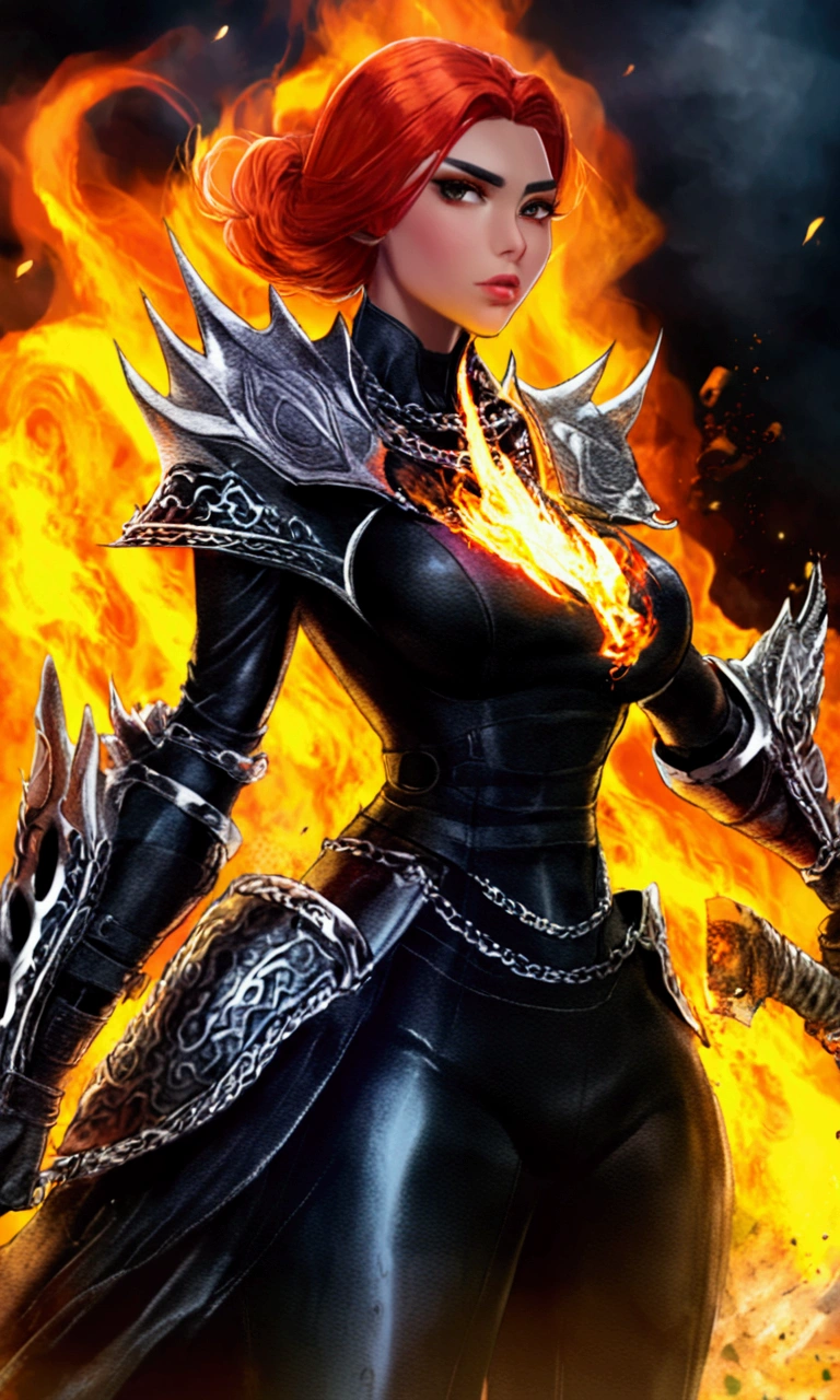 ((best quality)) ((masterpiece)) ((a woman made of fire)) ((burning)) ((devil)) ((crazy laugh)) ((berserk)).