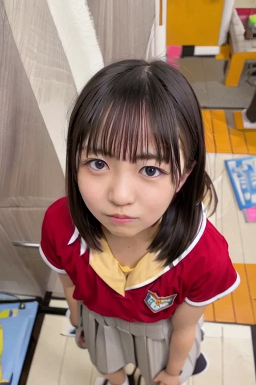 Japanese young girls, lower grades of elementary school, long hair, well-formed face, beautiful face, young face, forced to take off pants, resist, crying face, disliked face, mouth blocked