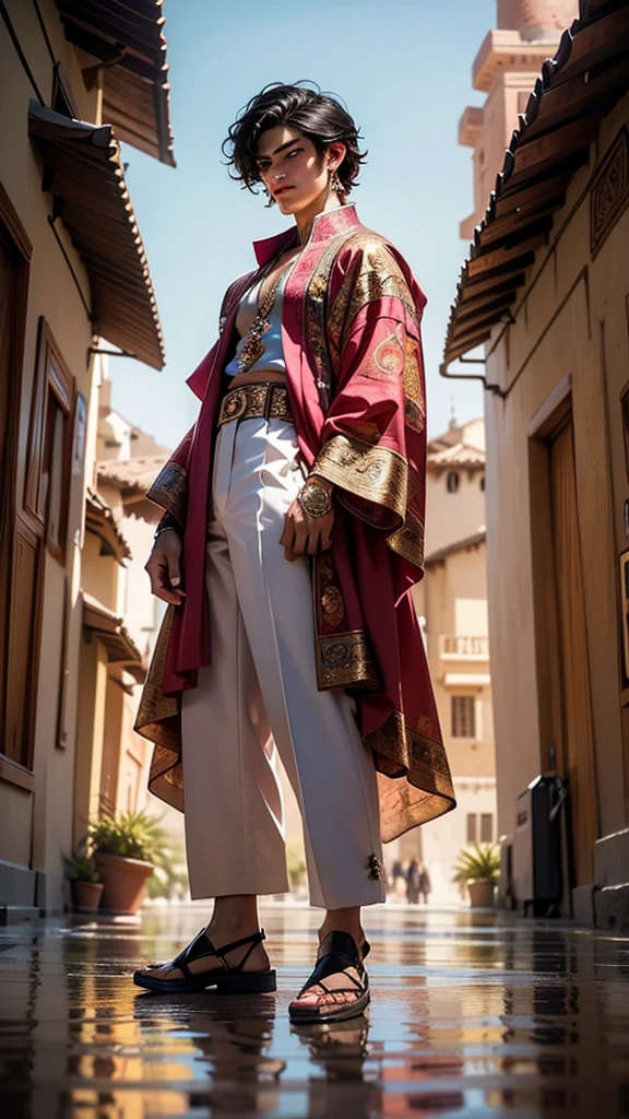 Michael the arc of angel in Moroccan street with gamblers