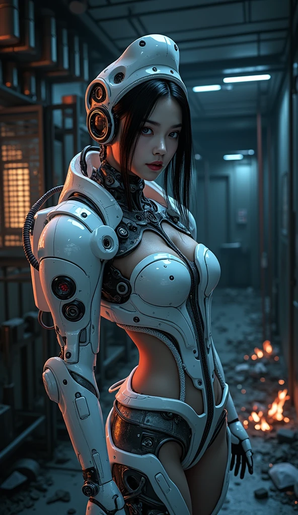 Cyborg Woman、A MILF、looks nice、Occupation is prostitute、Machine body、Machine armor、Equipped with LEDs throughout the body、Fascinating pose that attracts customers、Stick out your butt and invite、protruding round buttocks、Beautiful butt、T back、cleavage of the breast、Navel Ejection、thighs thighs thighs thighs、Cameltoe、Cyberpunk metropolis、holographic world、hight resolution、in 8K