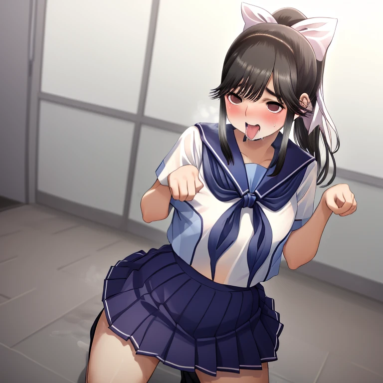 nsfw, extremely detailed CG unity 8k wallpaper, strong facial expression,(sharp eye:1.2),(scowl:1.1), (embarrassed,blush:1.3), (steam:1.1),(wet:0.8),(sweat:0.8),(trembling:1.3) ,(parted lips:1.3),(harf open eyes:1.4),(feeling weak:1.5), (masterpiece, top quality, best quality, highly detailed:1.6), (1 cheer girl, Cheergirl Costume:1.3), Ponytail, , colorful, (cheerleader, yellow frilled skirt, midriff, separate), full body, (girl trembling with sexual climax), urination, piss, peeing self, A lot of pee, having an accident, pee running down legs, standing, Crossing legs, (((pee stream))), (pee puddle), pee stain, panties, peeing, blush, trembling, embarrassed,, Brown Hair, Are crying, Yellow pee, Rubbing knees, ((leaking pee)), (((clutching crotch))), leaning forward, hand between legs, (Touching the crotch), Shaking one's shoulders, Breaking a sweat on forehead,