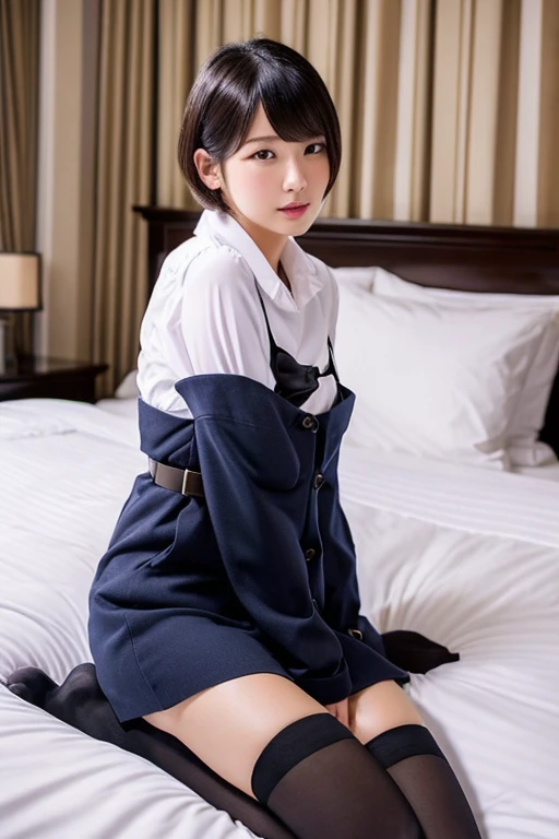 ((Thighs))、Frilled mini skirt、Recruitment Suit、((Ample breasts))、Grab、From below、((Spread your legs))