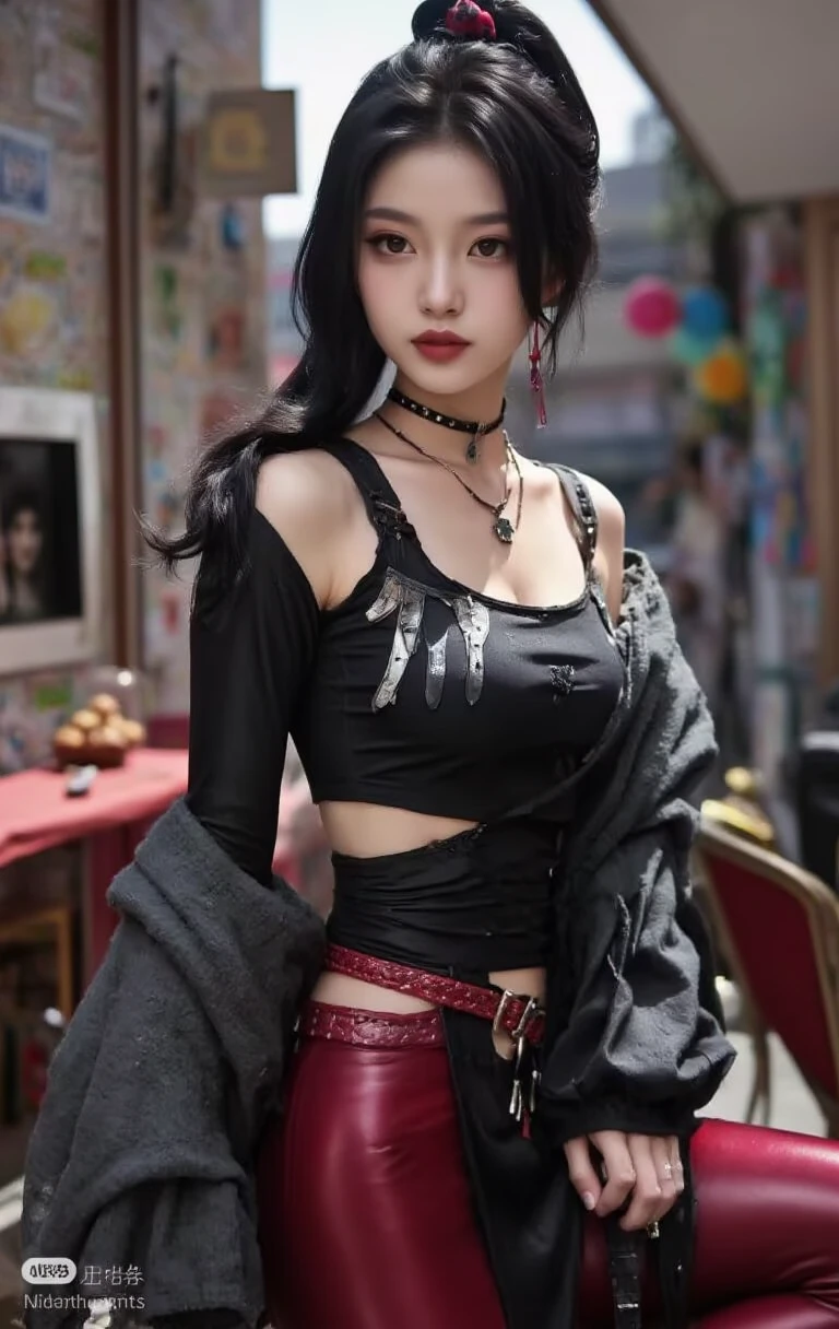 ((NSFW:0.8)),Beautiful Gothic Lolita Girl, Silky black hair in braids, blue eyes, Thin lips, Round face, Big Breasts, Relax in gothic style clothing,(((He has many tattoos all over his body)), (((Tight waist))), ((Big Breasts)),((See through)),panties,