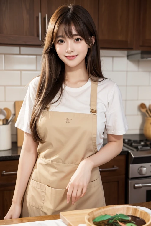 A 20-year-old girl working at a flower shop（Wearing a miniskirt and apron）have a sunflower