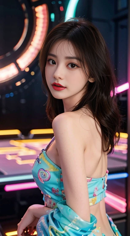 (absurd quality,high-res,masterpiece),(realism,photorealistic), (the art of painting the body with many colors, luminous paints:1.23), ((screen with splashing fluid flowing down, fluid paints:1.35), extremely detailed:1.13), (((in a bright and colorful paint pool:1.1))),