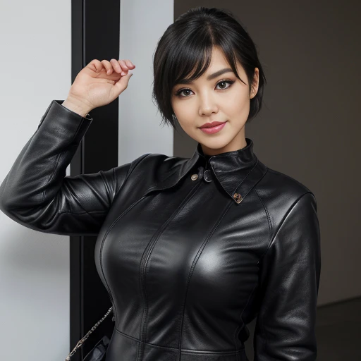 


最high quality, 8 thousand., bright, clear focus, high quality, high resolution, for middle-aged women, mature woman, 5, (Ezbian for the whole body), (High Heel Shoes Face Details, very detailed eyes, chubby face、((Big 1.6))、((black leather clothing, business suit))、Now、Random Hairstyles、Kind smile、very short hair