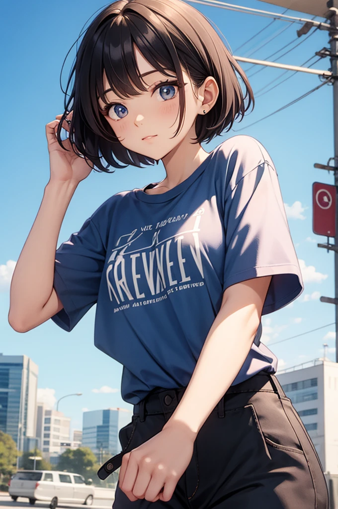best quality, masterpiece, highres, detailed, digital artwork, <lora:Detail - add_detail:0.2>, HelgaHaruka, blue eyes, brown hair, short hair, brown hat, black sweater, sleeveless turtleneck, checkered skirt, <lora:Character - HelgaHaruka:0.8>,night sky, anxious