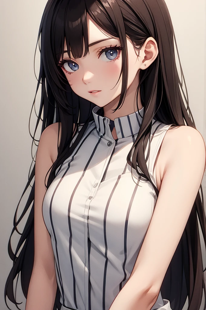 ((masterpiece)), (best quality), (detailed), (1girl), blue hair, blue eyes, updo, white shirt, black dress, looking down on the audience
