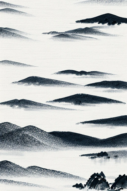 Chinese Ink Painting，Traditional painting，landscape，Small boat，Lake，
Snow Scene，Minimalism，White Space，Abstract Expressionism，Brush texture，