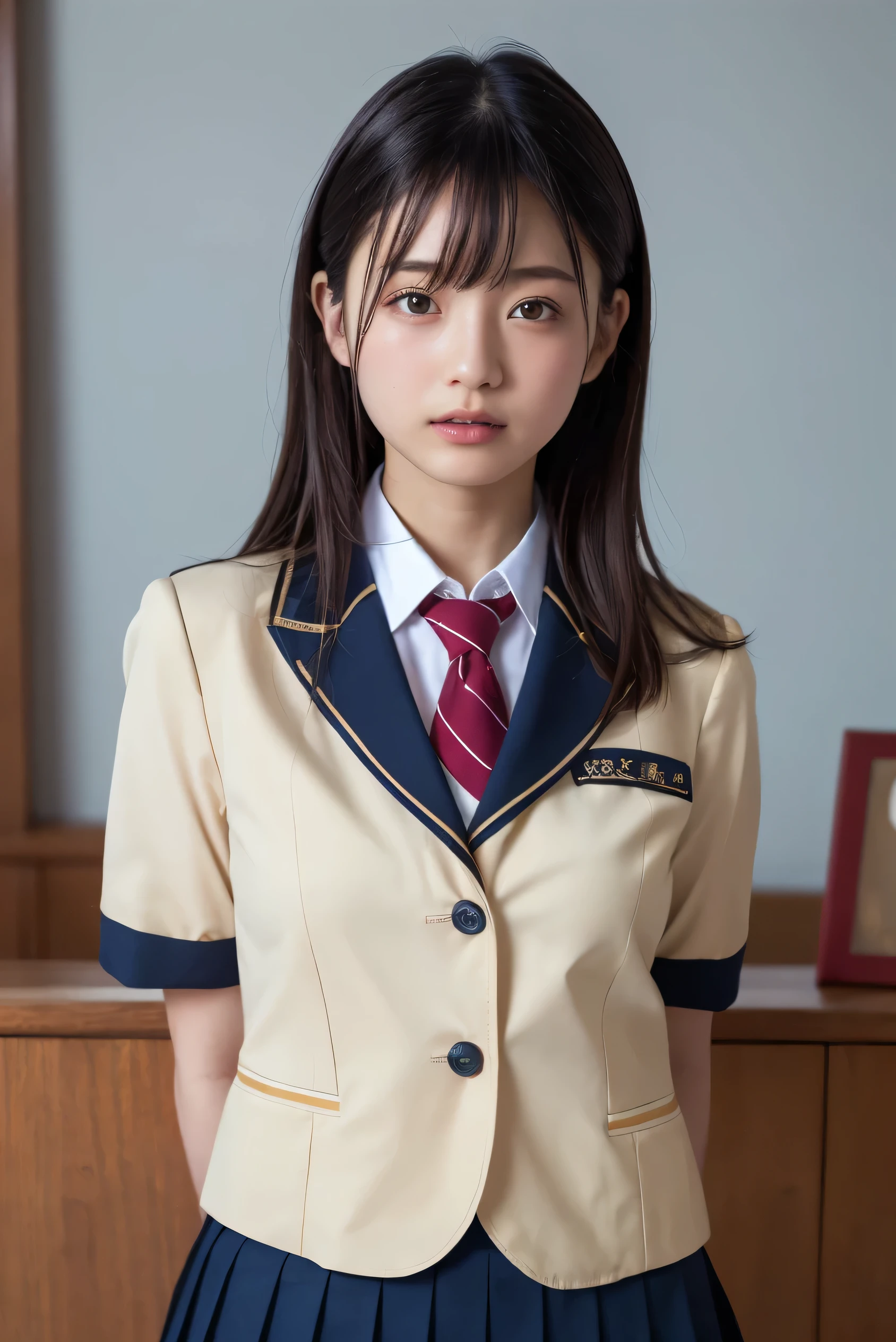 A close up of a woman in a uniform posing for a picture - SeaArt AI