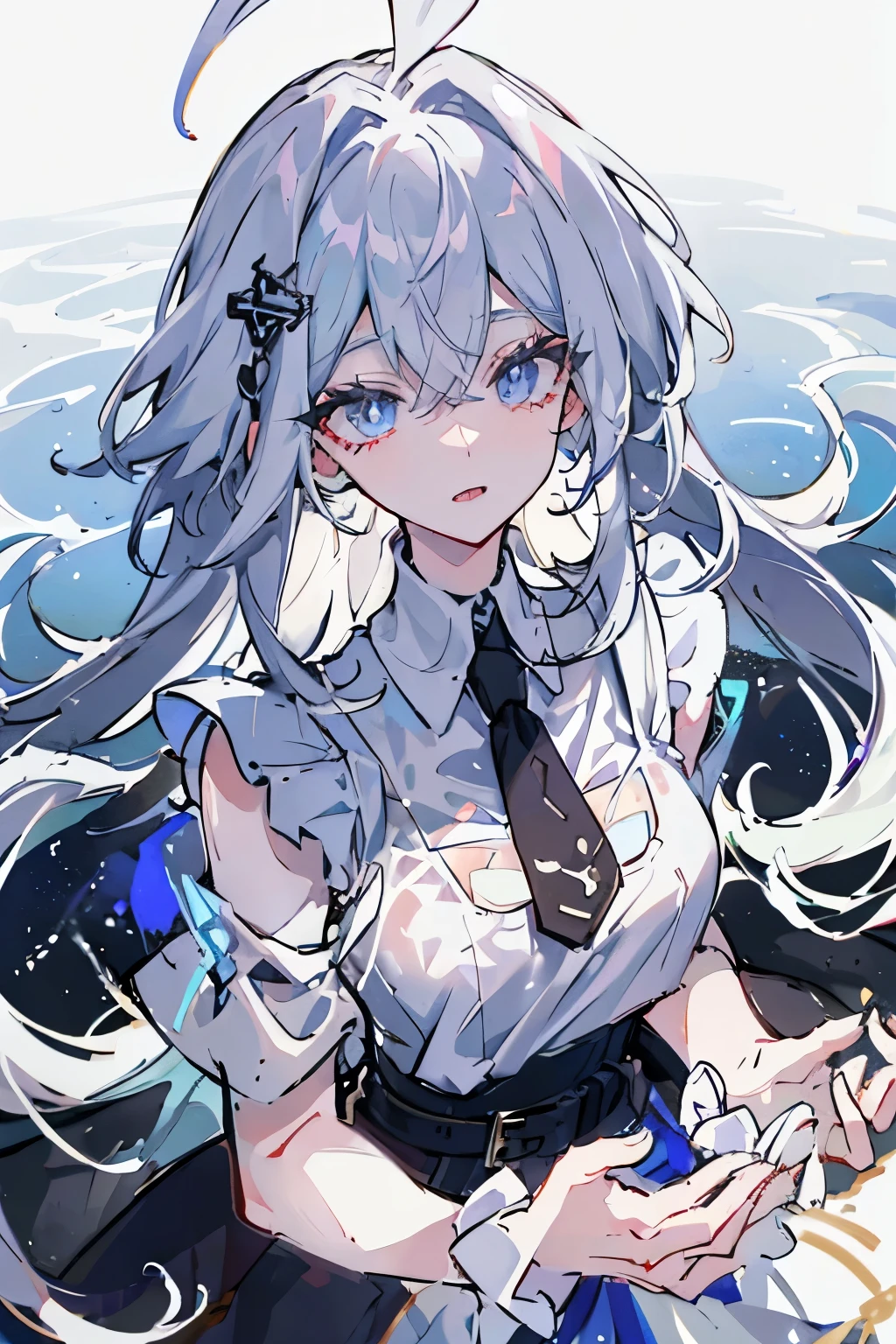 White cropped top, Beautiful earth filled with water and lava, Perfect eyes, Clear focus, 8k HD, Crazy details, complex,