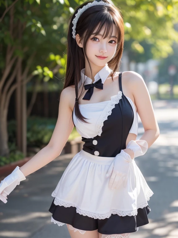 nffsw,1girl in,Solo,Looking at Viewer,Best Quality,Ultra-detailed,High resolution,(Photorealistic, Realistic, Photorealsitic:1.2),(flat chest:1.2),(Smile:0.2),(sixteen years old,teenager:1.2),(Bunny Girl,Black Color Bunny_The costume:1.2),Leather,a bow tie,Fishnet stockings,