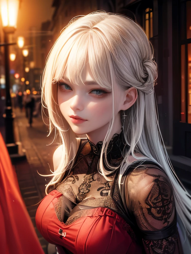 ((Best Quality, 8k CG, lace maxi dress, Red Light District, Highly detailed face and skin textures, Detailed eyes, double eyelid.)