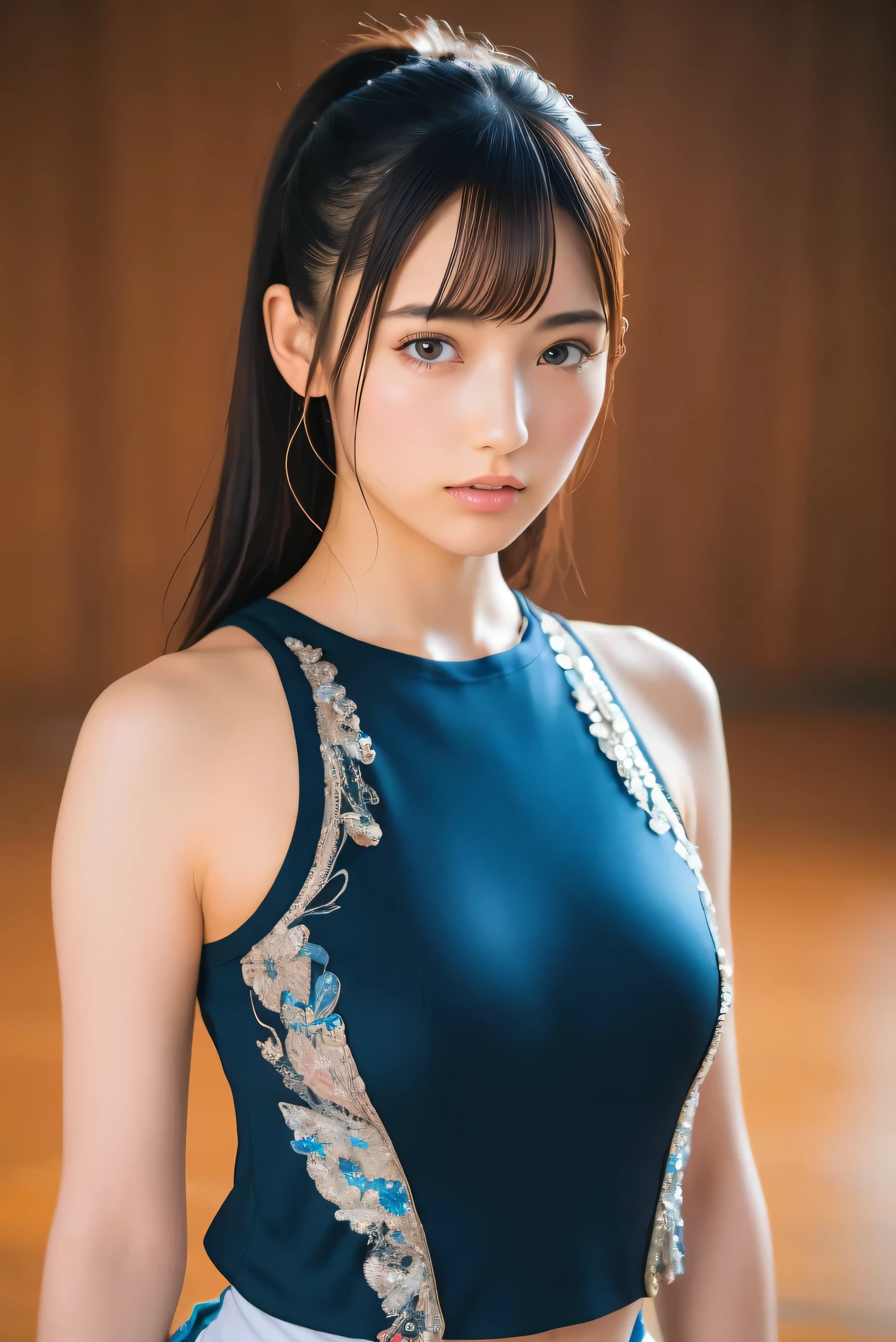 (8k, RAW Photos,Best Quality, High resolution:1.1), (Ultra-realistic:1.4),(Realistic, Realistic:1.3),The beauty of Japan、Rhythmic Gymnastics Club、Rhythmic Gymnastics Uniform、((Upper Body:1.3))