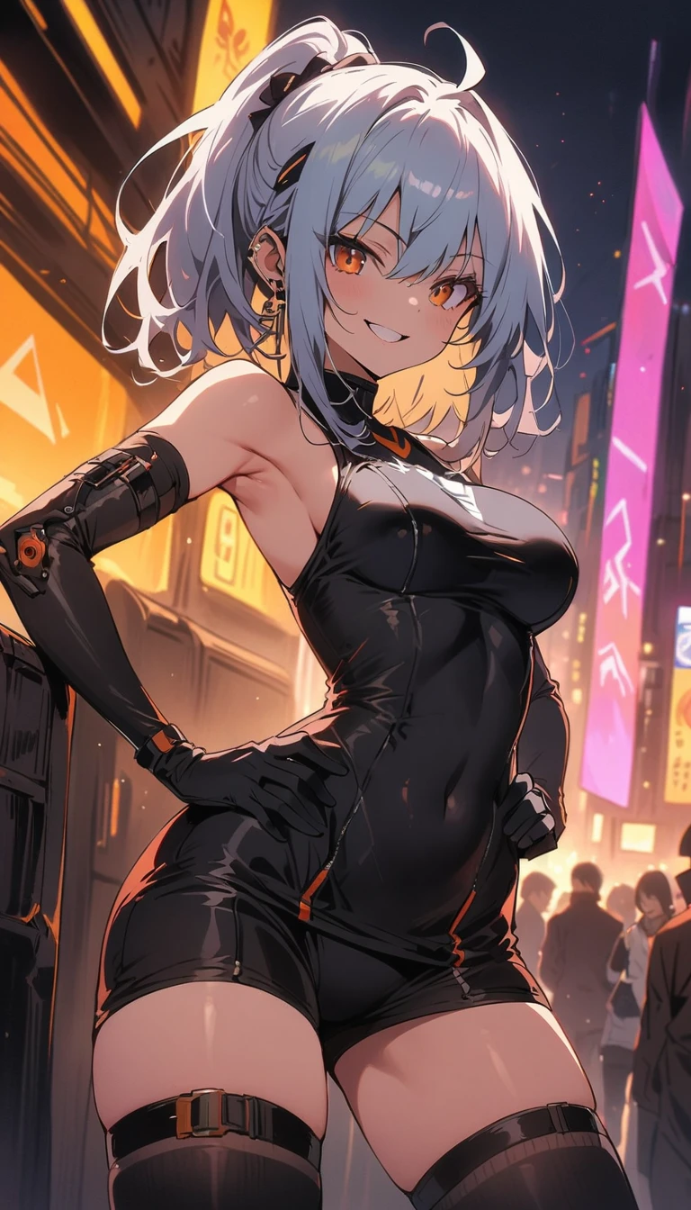 top-quality、Top image quality、in 8K,4K,masterpiece、(NSFW:1.1)、ultra-detailliert、Beautiful、ultra-quality、adult-like、Cool、girl with(((18year old、Sexy Bunny Girl:1.5、fishnet tights:1.4、Bust 78、silber hair、a short bob、Red Eyes、erotick:1.4、Happiness、The tattoo)))、hiquality、full body Esbian、visualart、Background with((Casino:1.3))、masutepiece