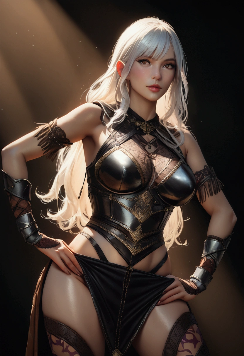 ((best quality)), ((masterpiece)), (detailed), plain background, white background, Bloodborne inspired, occult aesthetic, occult, detailed and intricate steampunk and detailed gothic, NSFW, Very dramatic and cinematic lighting, cosmic horror, grim-dark, side-lighting, perfect face, a beaituful goddess valkyrie enshrined in armour, Bloodborne inspired valkyrie, occult aesthetic valkyrie, occult valkyrie, detailed and intricate steampunk and detailed gothic valkyrie, Fluttering lace flared long knee length dress with frilly petticoats, long dress, knee length dress, pleated petticoats, lolita dress, petticoats gothic lolita, side-lighting, NSFW, gothic lolita, beautiful small breasts, full body, whole body, body, NSFW