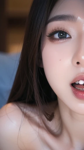 （NSFW），8K，highest quality，(((((1 girl,1 boy)))))，couple having sex，(sucking a beautiful little dick)，Japanese college girl with huge breasts，long brown hair with bangs，wavy hair，droopy eyes，lingerie，stick out tongue，Happy closing your eyes，angle from below(Blowjob:1.3)、(penis:1.3)、(cum on face:1.5), (舌先でpenisを舐めています:1.2)、penisにやさしく触れています,  (masterpiece:1.3)、Super detailed finish、(High resolution、8K:1.3)、(highest quality、Ultra-realistic as a photo:1.5)、sharp focus, 超High resolutionの顔、the face is in focus、Ultra high definition and beautiful eyes、concentrated eyes、close up of face、Eyes are symmetrical:1.3、High-definition and beautiful skin、firm skin、超High resolutionの髪のテクスチャ、(embarrassing:1.3), (blush:1.3), Mr...々shooting angle:1.3, looking at the viewer