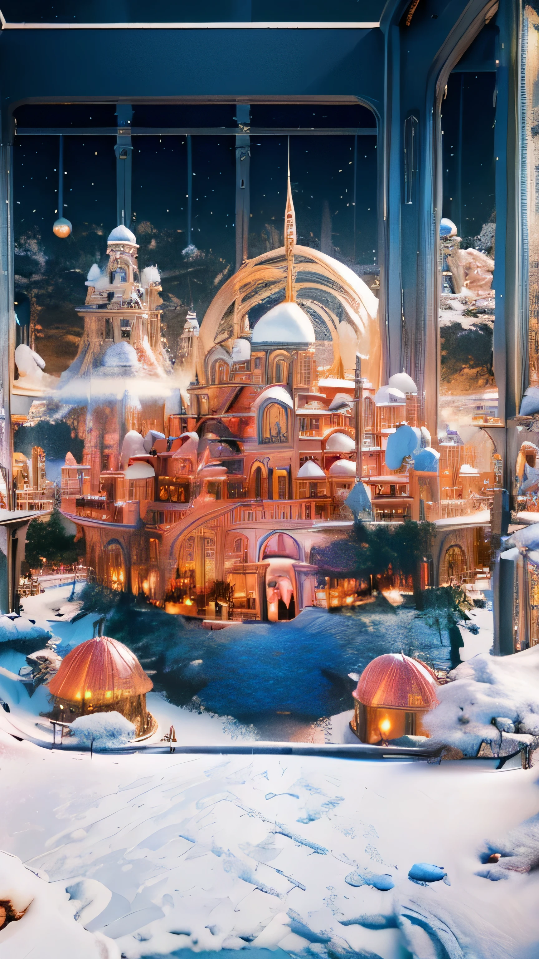 A close up of a building with a lot of snow on it - SeaArt AI
