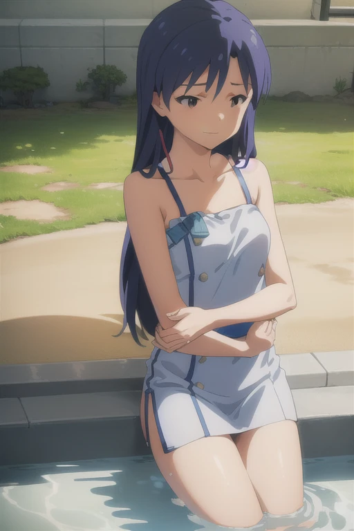 (((Pixel Perfect, Details - Perfect))), Alone, One girl, Chihaya Kiraboshi, smile,Small breasts,hot spring,Bath towels
