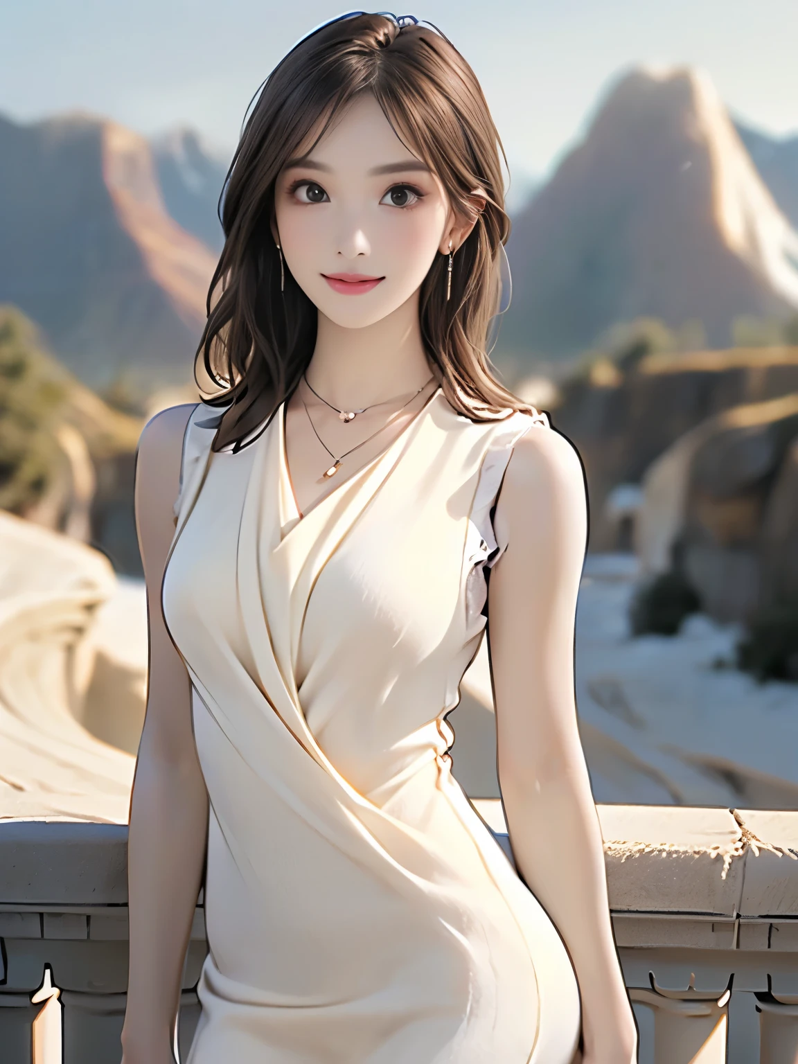 1woman, (ultra realistic, high resolution), (high definition eyes, high definition hair, high definition face, high definition plump lips), (open chest off shoulder), super large bust, full body, affectionate smile, (best quality: 1.4), raw photo, (realistic, photographic quality: 1.37), professional photographer, cinema-like light, Beautiful landscape, (Detail: 1. 2),1 Woman, (Ultra Realistic, High Resolution), (Detailed eyes, Detailed hair, Detailed face, Detailed full lips), (Off-shoulder with open chest), Bust, Upper body, Lovely smile, (Top Quality: 1.4), Raw photo, (realistic, photoshopped:1.37), professional photographer, light like in a movie, (fine:1.2),
