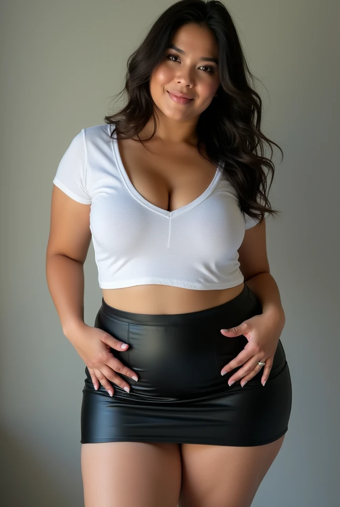 A beautiful Indian women with a bulk in an oversized shirt and shirts