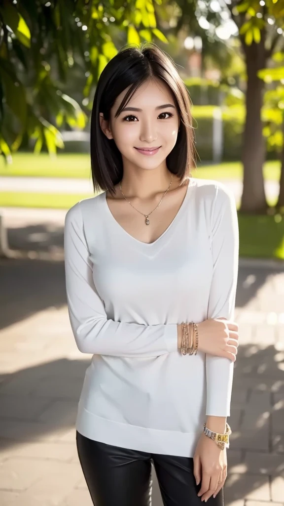 A woman with short mash cut hair smiles