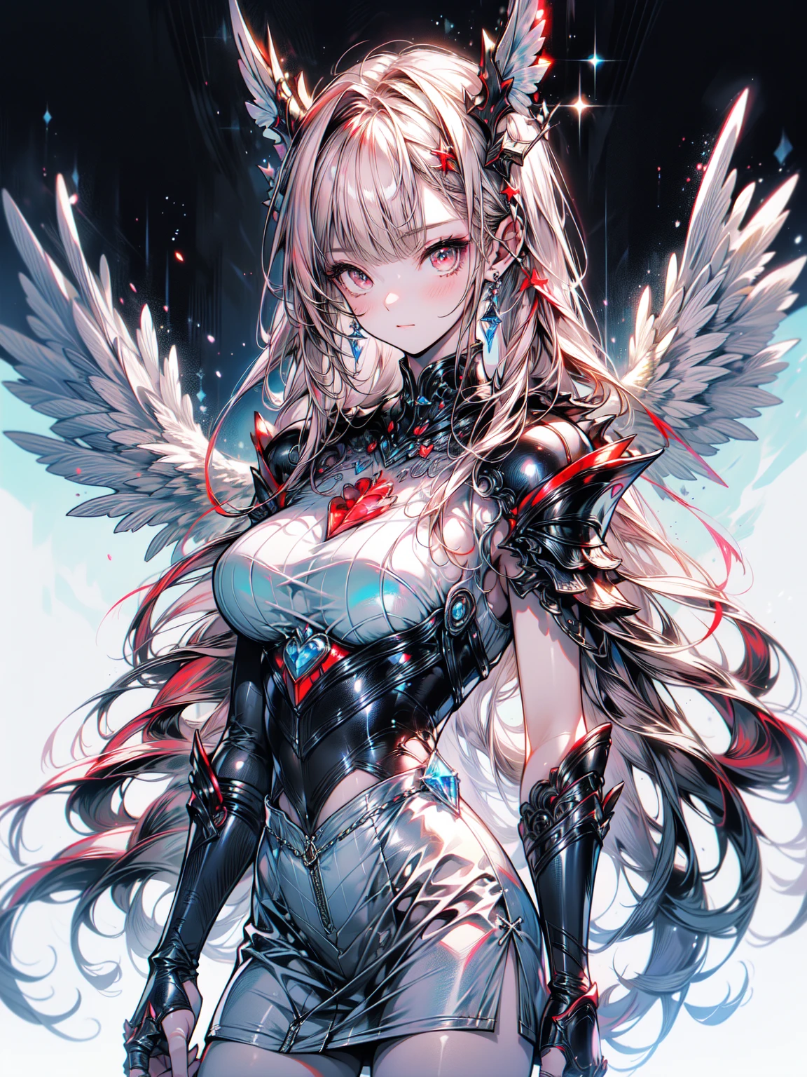 werna, black sclera, wings, dragoness, big breast, ?????? ,white body, pink wing, nipples, bakugan, solo, furry, no-human