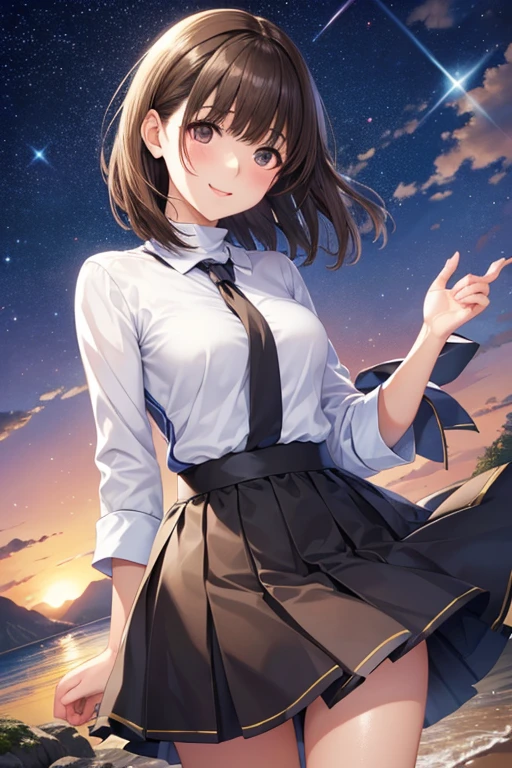anegasaki nene、Shiny brown hair, short hair, (Beautiful brown eyes、Sparkling eyes, Fine grain)、smile、Ultra-detailed eyes、Very detailedな顔, Very detailedな目,



Highest quality, Great quality, 16K, Unbelievably absurd, Very detailed, 2.5D, delicate and dynamic, battlefield, Small faint lights and flying fireflies, night, Starry Sky, milky way, nebula, shooting star, Very delicate facial expressions, Delicate eye depiction, Upper body close-up, Only sexy women, Healthy body shape, 22-year-old woman, , Big companies go bankrupt,  Jill Warrickのコスチューム, Blue long skirt, Long brown leather boots, 