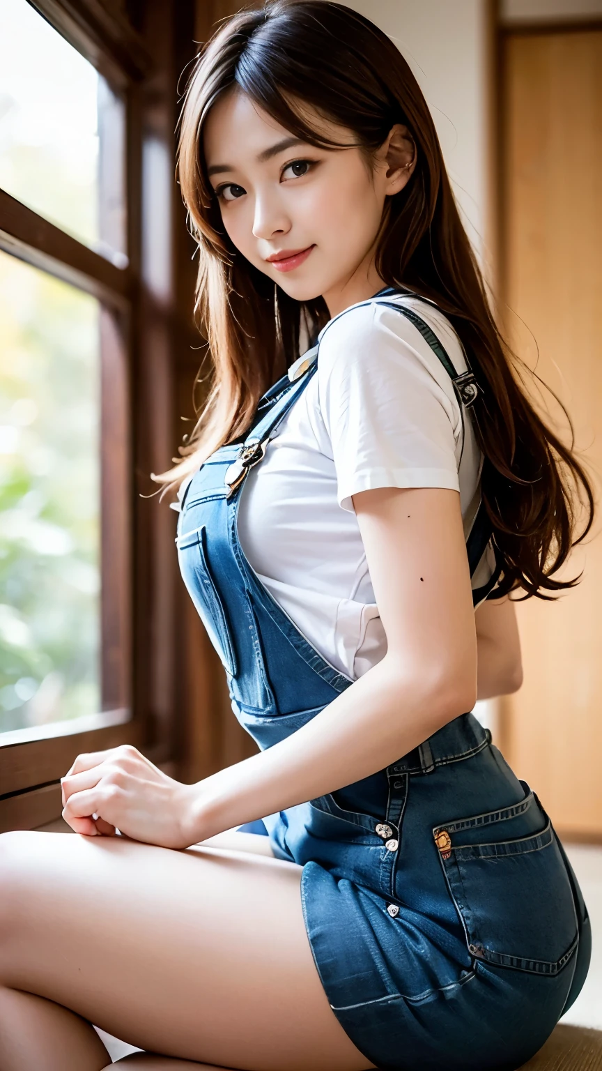 (8k, best quality, masterpiece: 1, 2), (realistic, realistic: 1, 37), top quality, masterpiece, a beautiful woman, sexy teacher, sexy female teacher, tight sexy overalls, short skirt, round chest, glasses, naughty look, background in teaching classroom, stacked chairs and study table standing, lectern