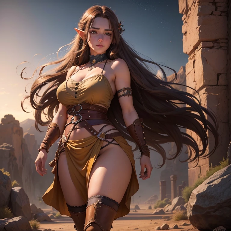 elf naked woman with very long hair and huge breasts in the Third World war