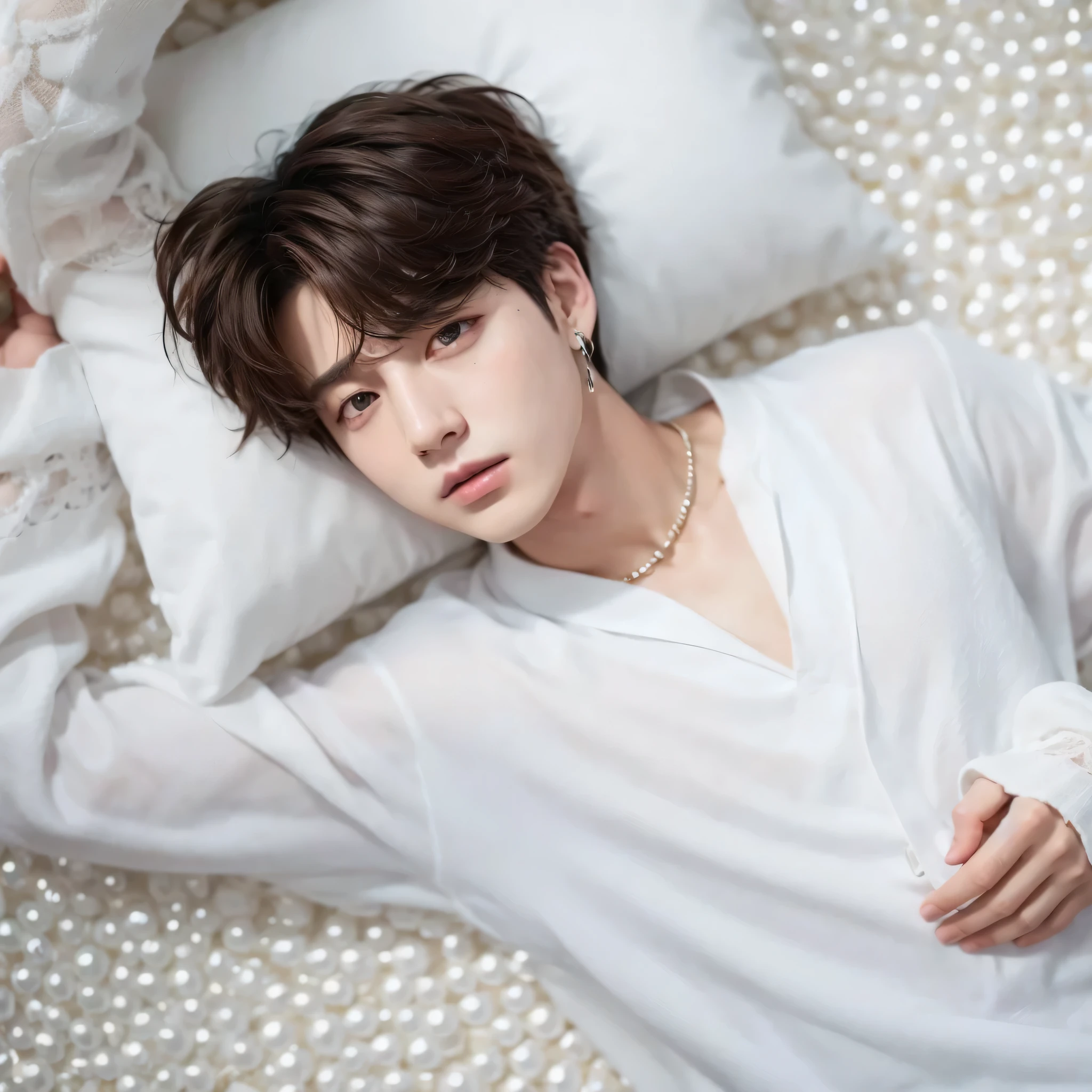 asian, realistic, detailed, distant vision, sexy, boy child, young, short straight black hair, black eyes, towel on hips, curly hair,arrogant look, in bed, lying in bed, having, short boxer with logos, naked, realistic eyes, detailed face, detailed hands, sweaty, detailed legs, detailed fingers, blond and blue hair, necklace, detailed hair, detailed eyes, detailed skin, dynamic lighting, pubic hair, (photorealistic: 1.4), 8k uhd, (hyper realistic), (photorealistic), (masterpiece), (best quality)