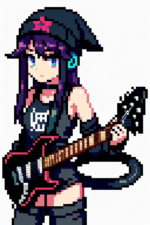 female video game avatar in her early 20s. she should be spunky, have attitude, and be a lover of music. wears headphones and a beanie.  dark clothes, grunge style, influenced by rock music. rock n' roll, alternative.