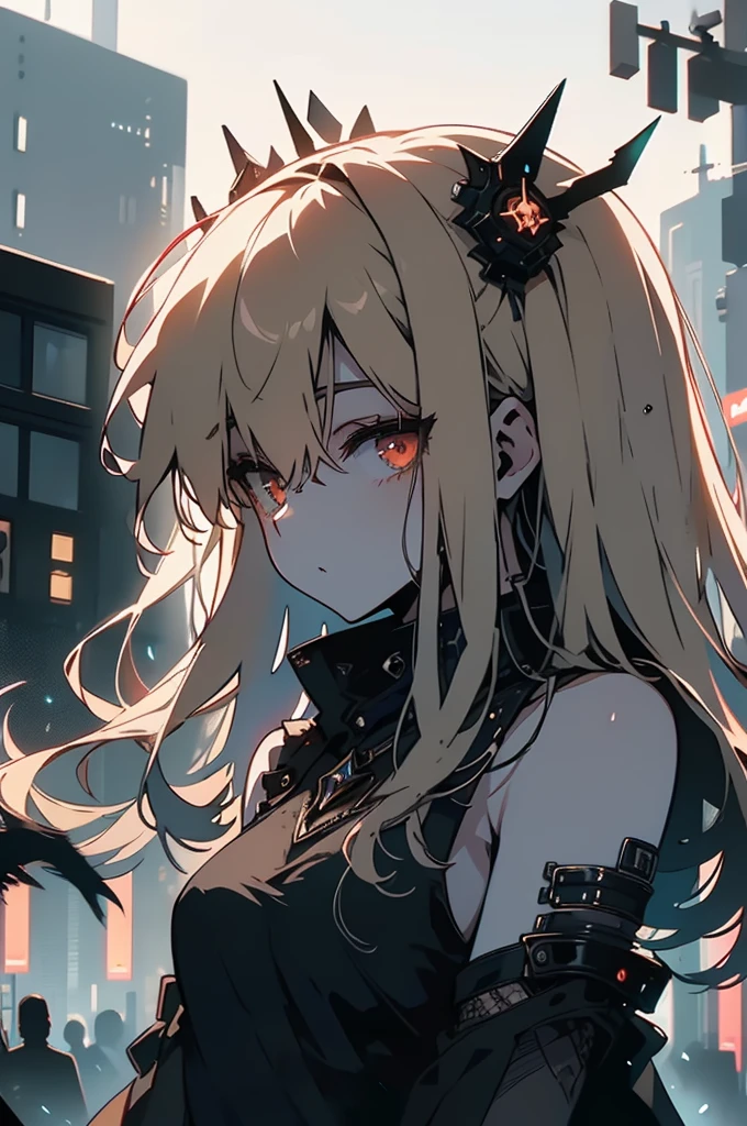 1girl, Goth girl,
Goth girl 1girl, black lips, goth makeup, short hair, yellow hair, pigtails, blonde, lingerie, long sleeves, ruffle trim, facing viewer, looking at viewer, smile