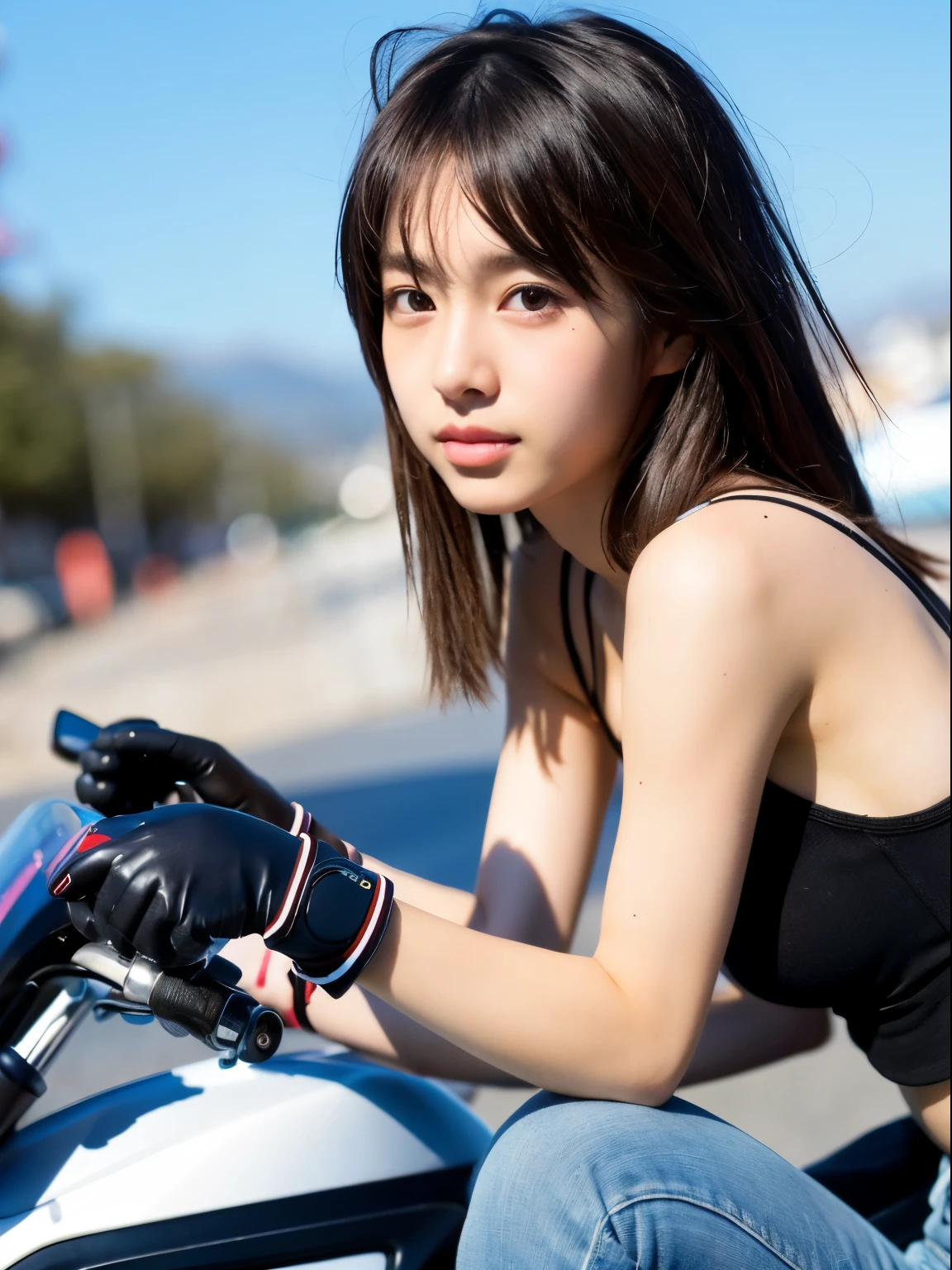 （8K、Raw photography、Highest quality、masterpiece：1.2),(Black Hair、Dark Eyes:1.9),(Plug Suit:1.6)、View your audience,Viewed from the front,White skin,(:1.4)、(Tight waist:1.6)、(Clothes that accentuate the shape of the breasts:1.0)、(Big Breasts :1.3)、Slim figure、Ultra-high resolution,beautiful,beautiful fece,(One person、No background:1.9),whole bodyボディー,Japanese women,（reality的：1.37）、Photon Mapping,reality、(Baby-faced and cute: 1.4)、(Cute Smile: 1.8)、(Round face: 1.8)、Radio City、Physically Based Rendering、Depth of field rally background、photograph, (I can see your knees、Thigh close-up:1.8),（:1.6）,whole body、Great quality