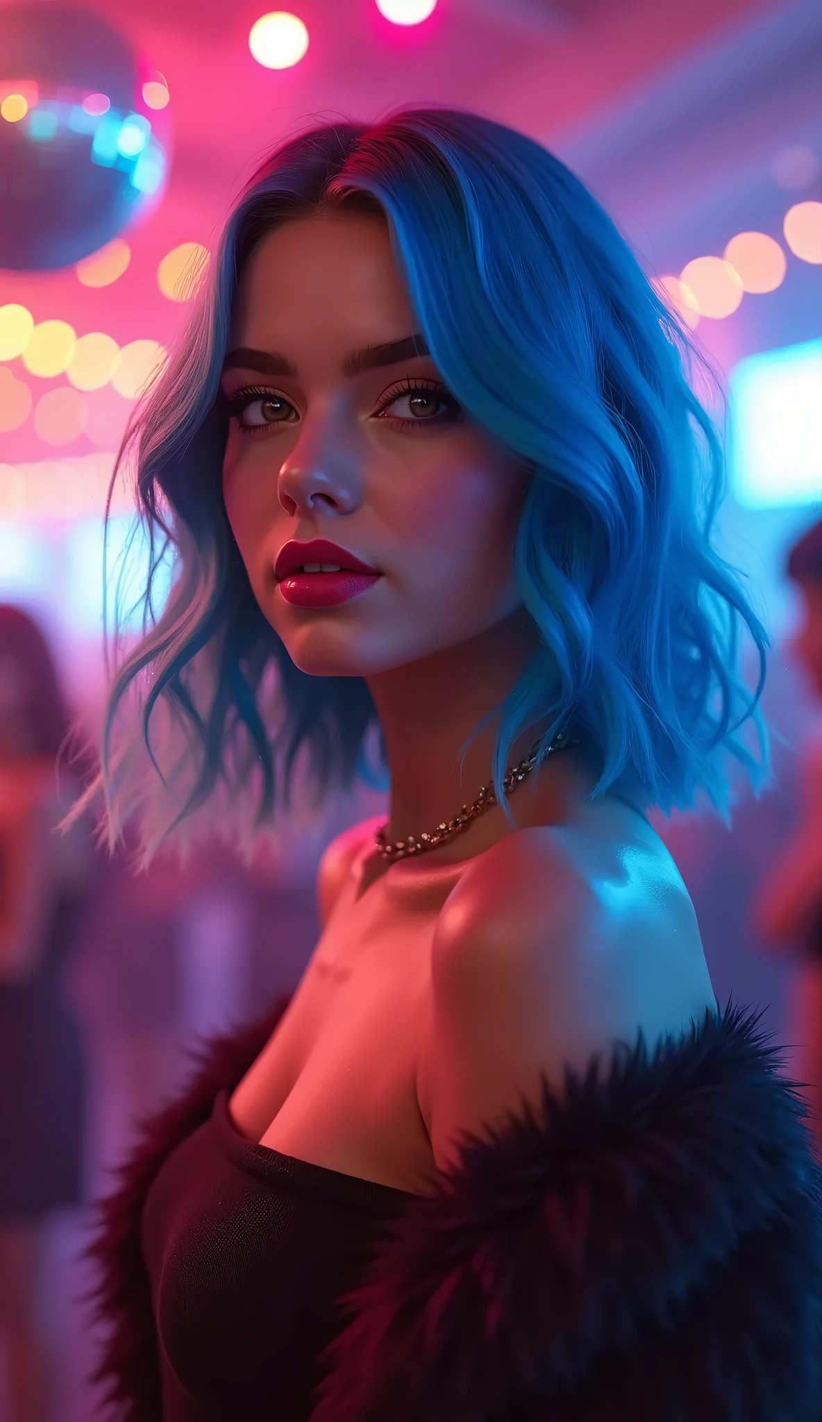 best quality,4k,8k,(masterpiece:1.2),ultra-detailed,realistic,photo-realistic:1.4, attention to detail, 8K, ultra detailed body, ultra detailed prefect face according to mathematically, super sexy, juicy lips, perfect face shape and perfect face cut, goddess of temptation and lust, young Cyan hair Ciri, braid, cyan colour hair, side cut silk dress, open toe high heels, at the club, fit body, sexy pose, seductive, large huge big breasts, sexy, highly detailed body, sexual and sensual, cyan coloured hair, blue eyes, super seductive expressions and pose, seductive girl, voluptuous, Bayonetta doing blowjob
