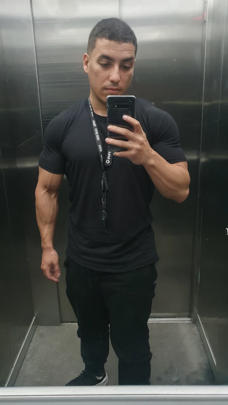 Man taking a selfie in front of the mirror in the bathroom, The shoulders are visible., Showing off your biceps, Wear a tank top, big arms, Wear a tank top, very beautiful. big muscle, สวมเสื้อยืดmuscle, Have muscles!!, big muscle, large muscle, muscle, lean but Have muscles, big shoulders, Wear a tank topทรงเตี้ย , Hyper Muscle ,Hyper Musclearms ,Hyper MusclePecs