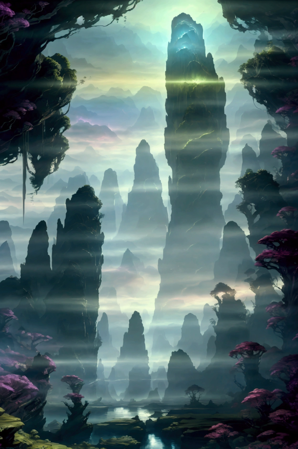 detailed fantasy landscape, giant-sized earth, surreal, hyper-realistic, cinematic lighting, dramatic atmosphere, volumetric fog, lush vegetation, rocky terrain, floating islands, ancient ruins, glowing energy field, hyperdetailed textures, vibrant colors, dramatic shadows, photorealistic, 8k, best quality, (masterpiece:1.2)