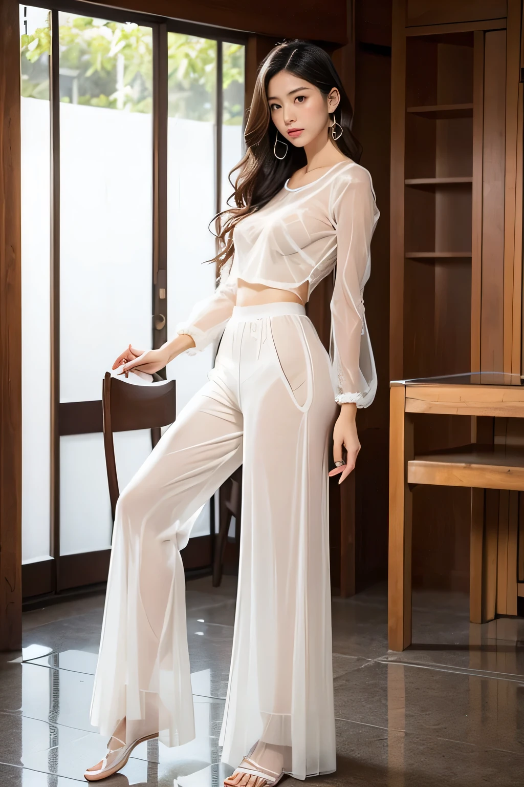 Brunette sexy culotte transparente