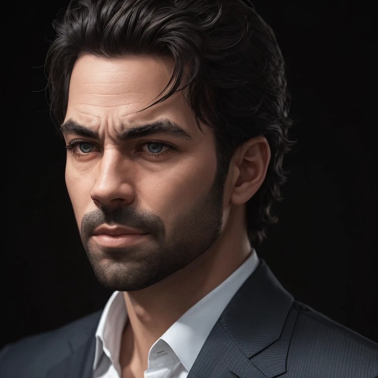 “Old_man, solo, old individual, ultra-detailed, 8k, studio photography, vibrant expression, thick geay hair, sharp features, confident gaze, sleek blue dark suit, classic Hollywood style, salt-and-pepper hair, well-groomed beard, weathered yet striking features, tailored dark jacket, timeless charisma, dramatic studio lighting, minimalist background, glamour of Hollywood, contrast between youth and experience