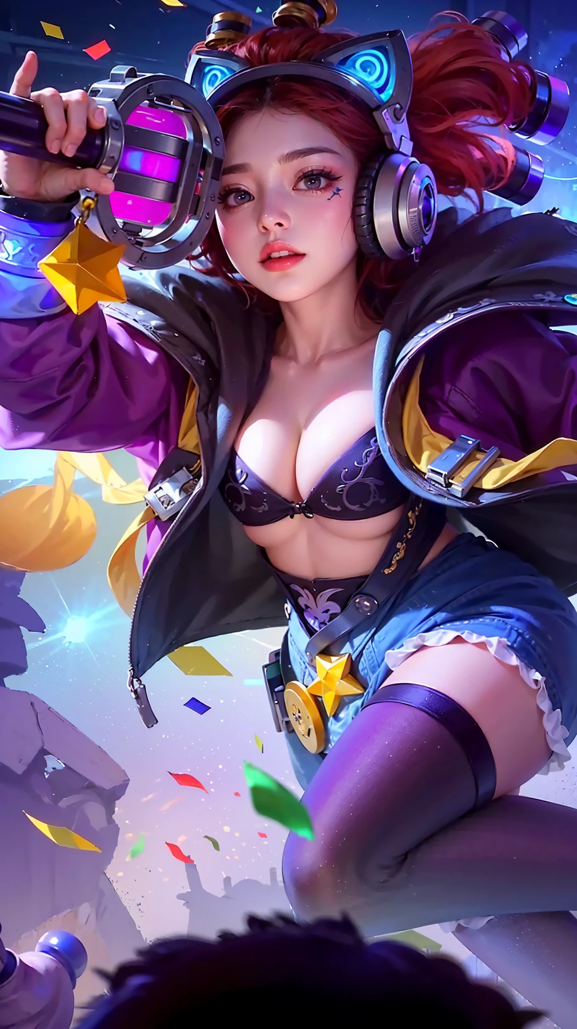 Dungeon and Dragon、caves、Dungeon、 A Necromancer、natta、Dark style、Succubus、Devil's Daughter、Bat Wings，(((Demon Hornlack-rimmed round glasses))))、(((Colossal tits)))、(Devil's Tail),（Woman lying on bed）1 girl, Silver hair, striated hair, Bangs, Blunt bangs, Long hair, Pink hair, aqua eyes, longeyelashes, Purple eyes, makeup, Smile, Parted lips, Realism, Verism, surrealism, depth of fields, One-person viewpoint, retinas, masutepiece, ccurate, Anatomically correct, Textured skin,（Coarse short sweater）Floats off the shoulders、off shoulderlack tight skirt（（Full Body Angle））、stick out buttocks）、（shapely breasts,)、((sexypose)))、(camel's toe), tongue、Vaginal orchids、Runny Vaginal Discharge、Blowing tide、Very beautiful breasts、Grasp your breasts with both hands、sexual excitement、 Expressions、shinny skin。realisitic、(Kpop Idol)、Medium Hair、(Pink blush)、(illuminating)、(solo)、dynamicposes、((erectile nipple))、(Puffy eyes:1.２)、 (Slim legs)、erotick