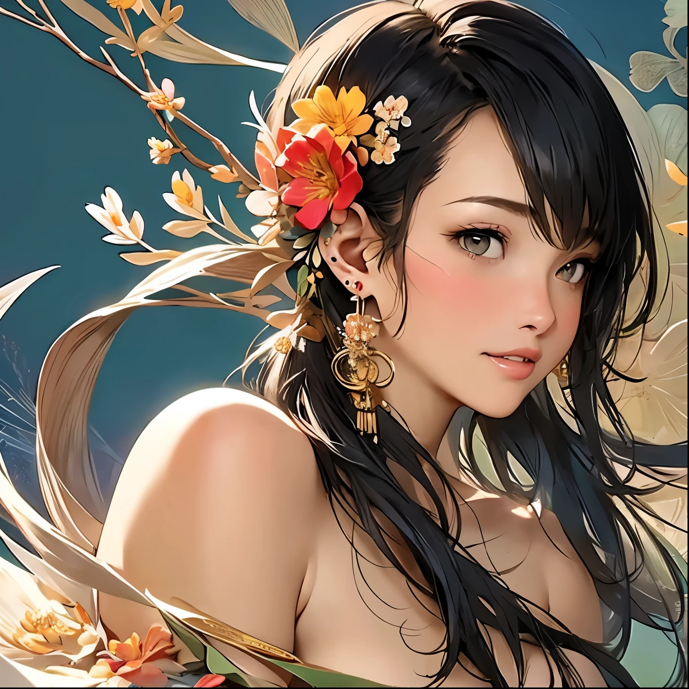 Bamboo forest listened to Yuxuan,Pretty little sister,heroic look,Real face portrayal