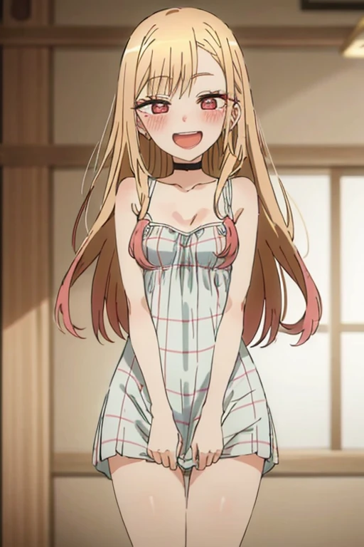 ((Best Quality)), ((masterpiece)), (be familiar with), Perfect Face, indoor, bedroom, Watching the audience,
One woman, Kitagawa Marin,
Open Mouth, Ecstatic expression, blush, smile,
Small breasts, Flat Chest, , , , Girl,
Long Hair, Long Hair,
Leg spread,