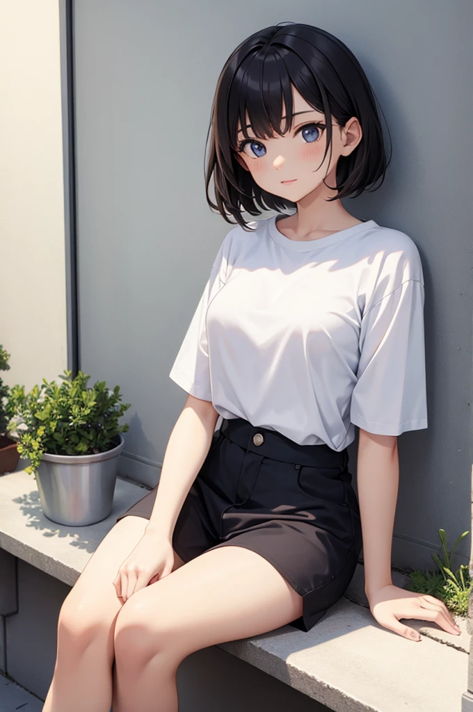 the real thing、女の子1人、ligh brown hair、Longhaire、Twin-tailed、Bewitching face、Green eyes、Infant body shape、((small tits))、((white t-shirts:1.5))、((big breasts thin waist))、a wet body、cowboy  shot、Forward-facing、Shiny body、pee、Looking at the camera、((genitals are visible))、((Spread your legs apart))、Shoot from above、​masterpiece、top-quality